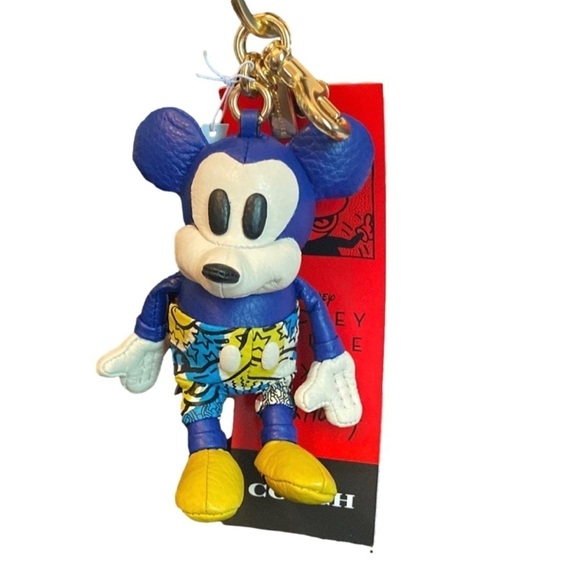 Disney Mickey Mouse Leather Coach Key Fob - Picture 1 of 9